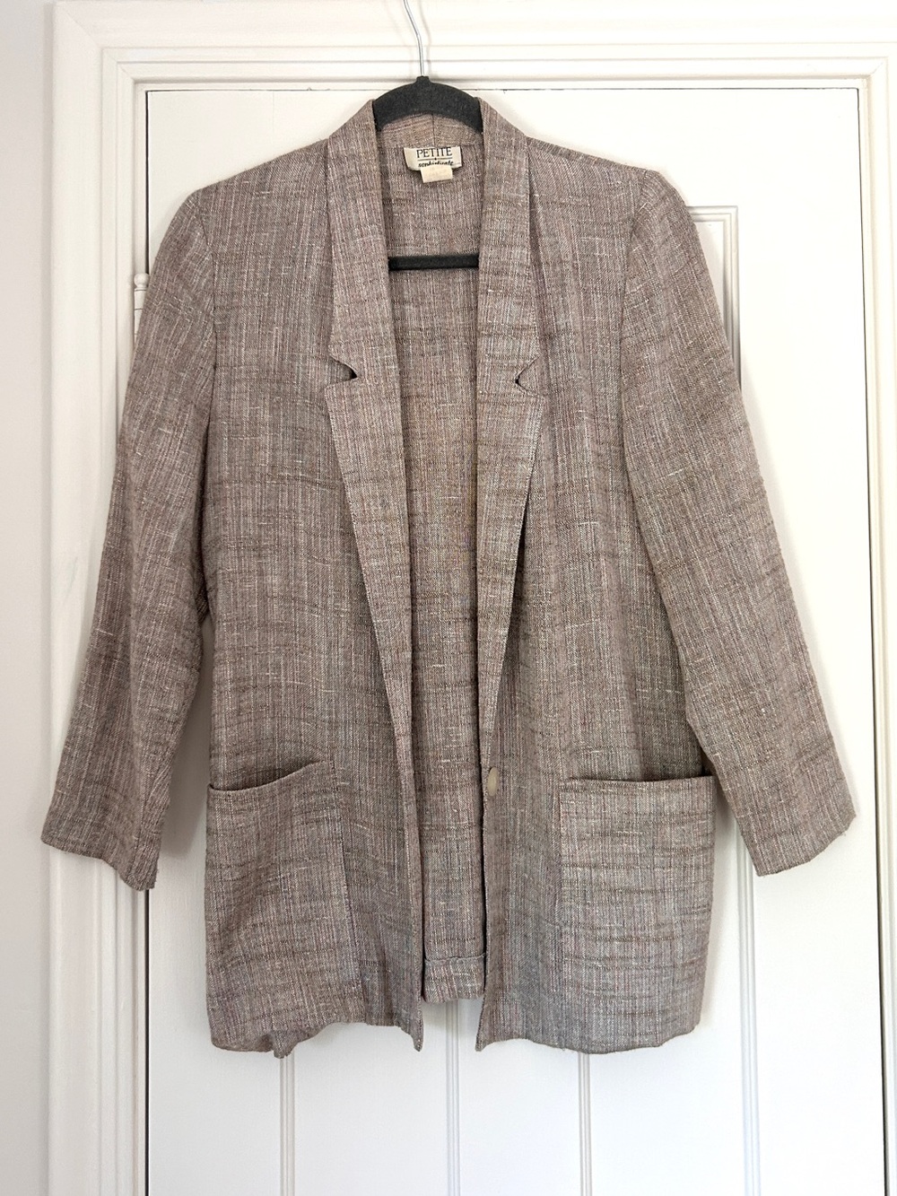 Vintage Taupe Textured Blazer Jacket